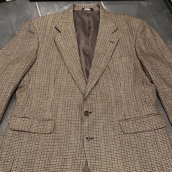 Haggar Houndstooth Blazer Checkered Plaid Suit Jacket Structured Sports Coat 42R - Picture 9 of 16